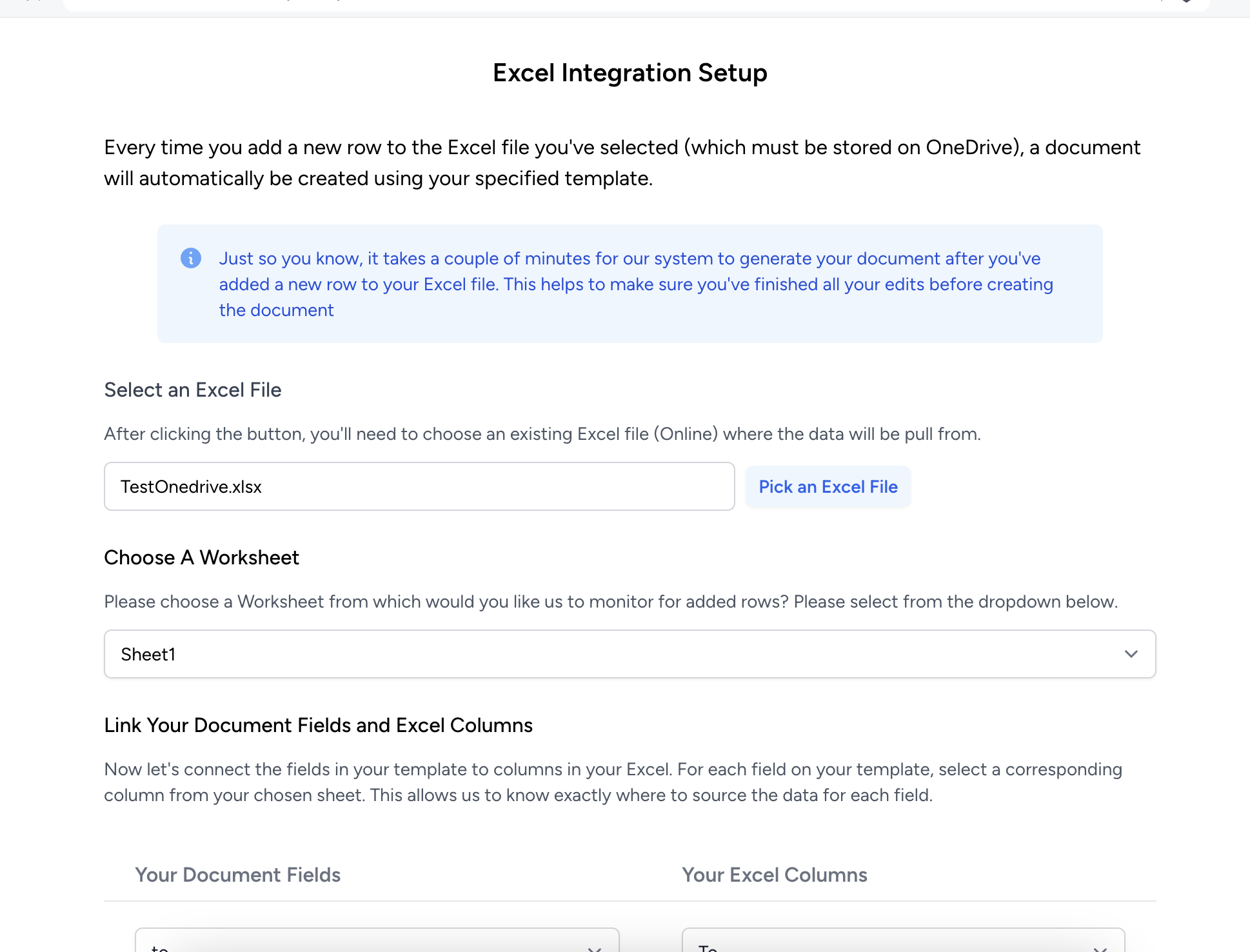 AutomatedDocs - Excel Integration